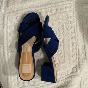 Dolce Vita Blue Sandals with Suede Crossed Straps